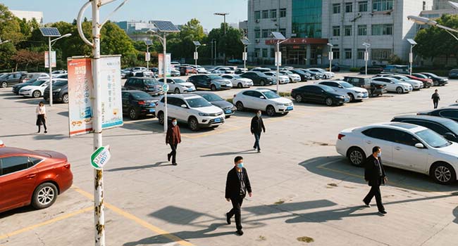Solar street lights in parking lots